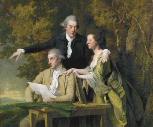 Joseph wright of derby D Ewes Coke his wife, Hannah, and his cousin Daniel Coke, by Wright, china oil painting image